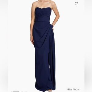 Chiara Boni La Petite Robe Dotai Draped Strapless Gown Navy
